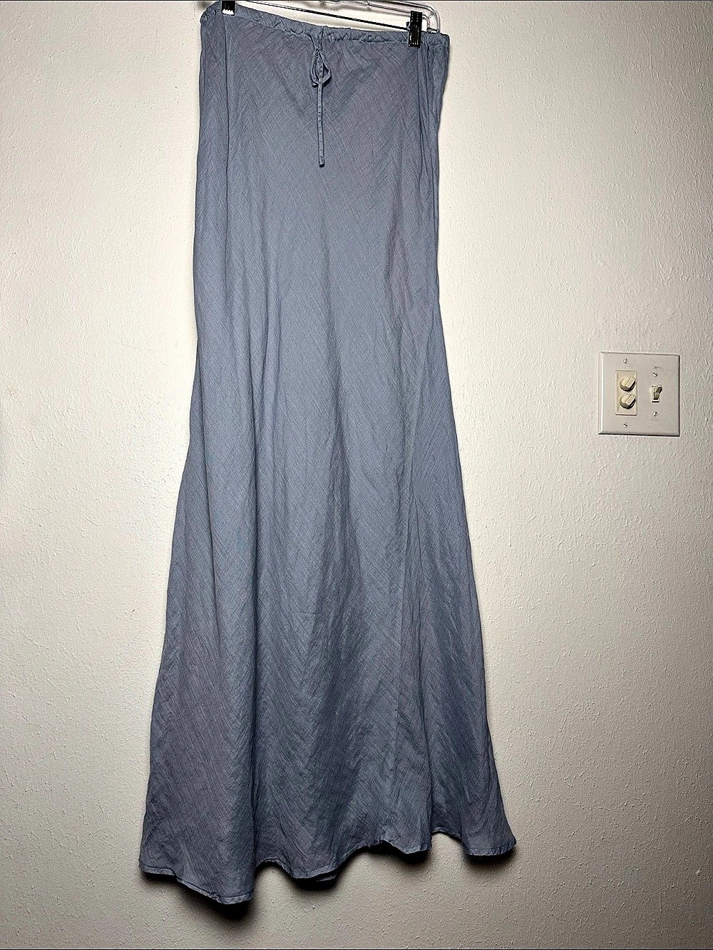 Ramie Maxi Skirt in Gray/Blue